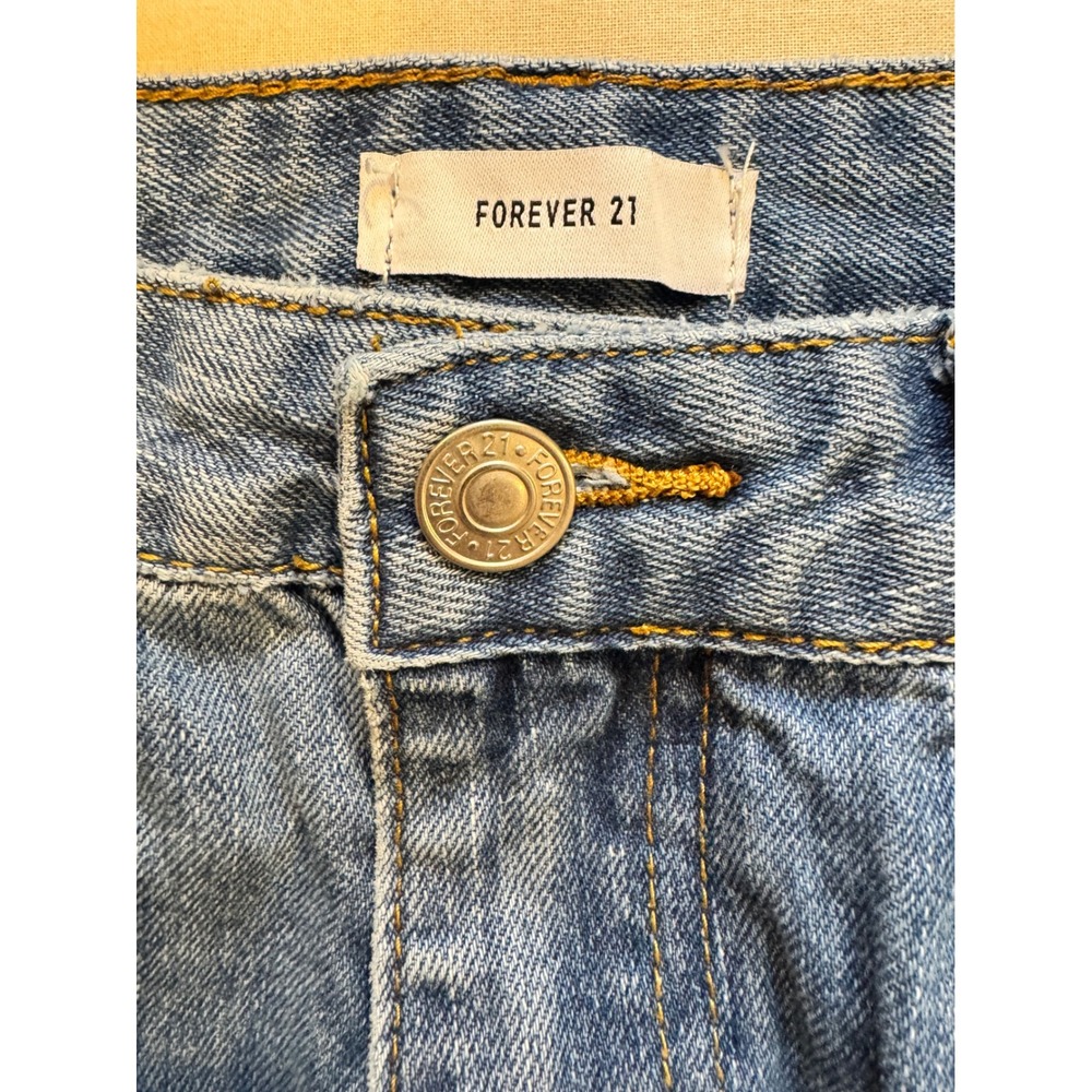 Forever 21 Womens Jean Cargo Denim Maxi Skirt Large Utility Pockets Back Slit - Picture 12 of 12